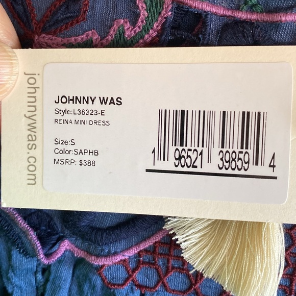 Johnny Was NWT Reina Embroidered Lined Linen Long Sleeve Tiered Dress Small - Picture 13 of 15